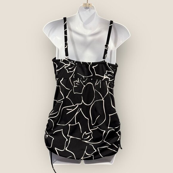Trimshaper Womens Black and White Tankini Swim Top Adjustable Straps Sz 14 Swim - Picture 2 of 7